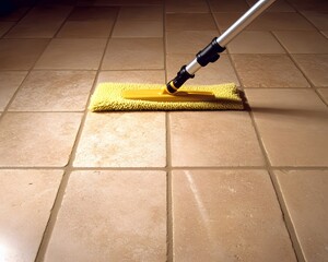 Cleaning Tile Floor with Mop and Handle  Domestic Cleaning Service