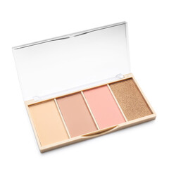 Beautiful contouring palette with blush and bronzer isolated on white