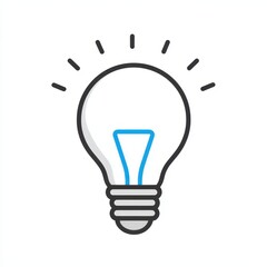 Light Blub. Linear Icon for Idea and Tips. Outline Graphic Illustration