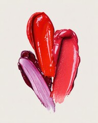 Lipgloss Swatch. Vivid Red and Pink Lip Gloss Samples with Smudged Stroke in Close-up