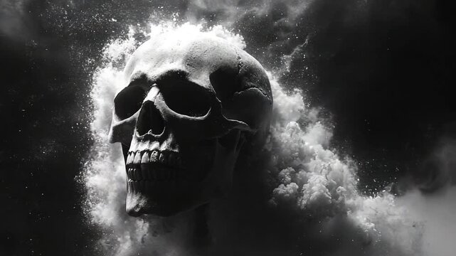 Skull in Smoke - A Dark and Mysterious Visual.