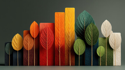 Autumn leaves growth bar chart finance eco business data success investment breeze. Autumn leaves growth bar chart finance eco business data