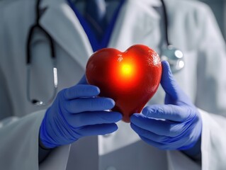 Medical Professional Holding Glowing Heart – Symbol of Cardiac Wellness and Compassionate Care