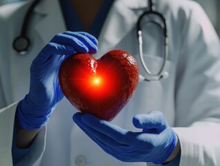Doctor Holding Glowing Red Heart – Symbol of Cardiac Care, Compassion, and Medical Excellence