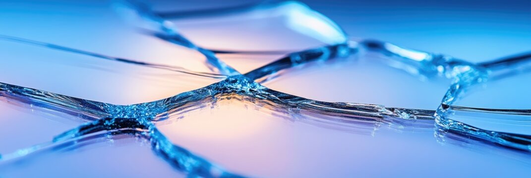 Broken glass with blue-orange light reflections - Powered by Adobe