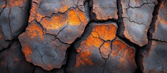 Arid Earth Cracked soil with fiery orange undertones