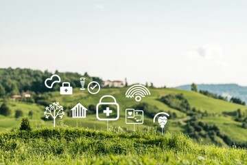 Promoting mental health awareness in a serene landscape technology solutions for global trade and economic recovery