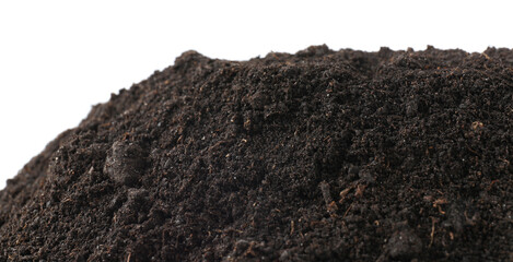 Pile of fresh soil isolated on white