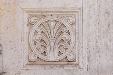 Sculpted Decoration on the Facade of a Building in Rome, Coppedè Neighbourhood, Italy