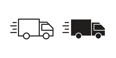 Fast shipping delivery truck icon simple vector symbol
