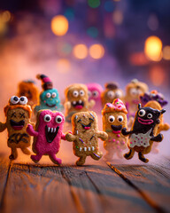 Whimsical parade of enchanted Halloween cookies with playful faces