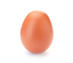One raw chicken egg isolated on white