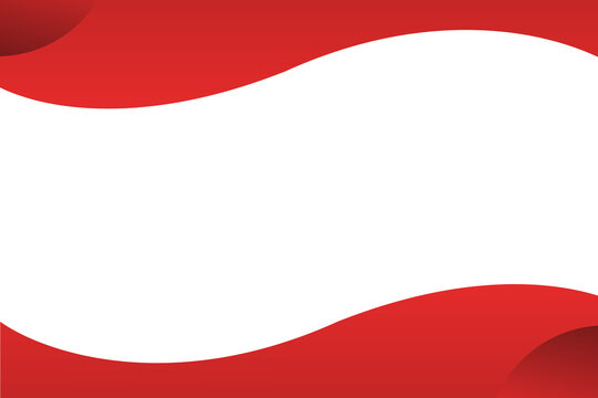 A rectangular frame with smooth, abstract, wavy borders at the top and bottom. The borders are a solid, vibrant red