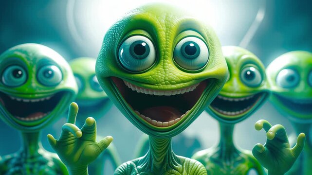 Happy aliens arrival on planet Earth 