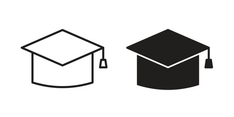 Graduation cap icon simple vector symbol