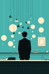Surreal lawyer working in courtroom floating evidence professional atmosphere unique perspective