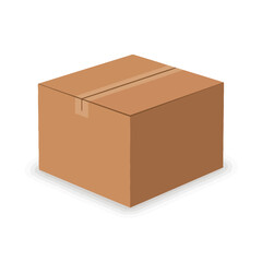 Fototapeta premium Brown cardboard box sealed with tape perfect for shipping, moving or storage needs for your business or personal use
