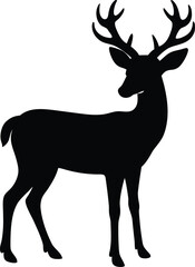 Wildlife vector illustration of a deer silhouette with large antlers, perfect for nature and Christmas designs