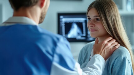 Doctor Examining Neck with Ultrasound – Symbol of Diagnostic Care and Medical Precision