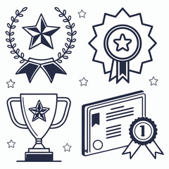 Awards & Achievements Icon Set illustration vector