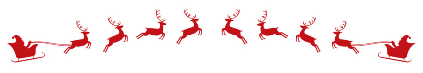 クリスマスのトナカイのソリで空飛ぶサンタシルエットアイコン1