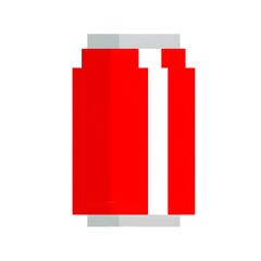 Red soda can illustration with pixelated design and transparent background