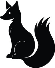 A cute black cat silhouette illustration vector drawing of a domestic animal pet