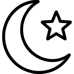 Obraz premium Minimalistic crescent moon and star icon
