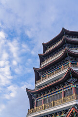 Fototapeta premium Guiyang's Dongshan Temple under a blue sky with white clouds