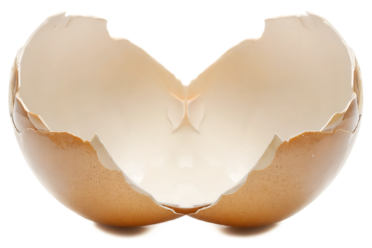  broken eggshell isolated on white background, png, ai generated