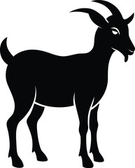 Obraz premium Cute black goat silhouette vector illustration on a white background for nature and wildlife projects