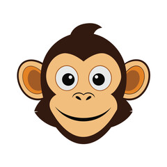 Obraz premium Monkey Head Subtle Grin Flat Cartoon Art