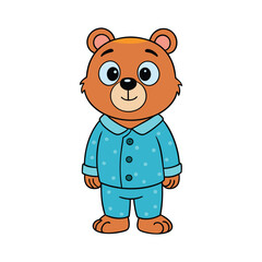 Bear Cub Wearing Pajamas Cartoon Illustration