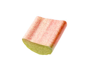 Piece of fresh ripe rhubarb isolated on white
