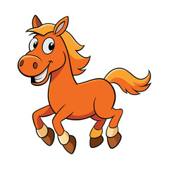 Cheerful Running Horse Cartoon Vector Art