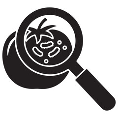 Magnifying Glass Inspecting a Tomato for Germs and Bacteria