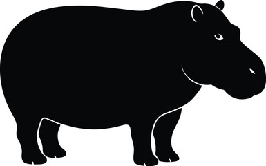 Black and white vector illustration of a cartoon horse or donkey animal silhouette for farm design or icon art