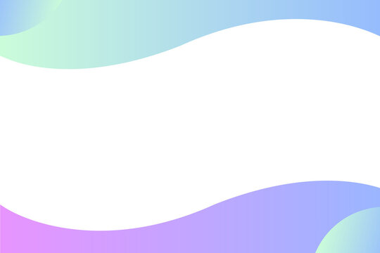 A rectangular frame with smooth, abstract, wavy borders at the top and bottom. The top border a soft mint green/light blue gradient, while the bottom border a soft blue/purple gradient