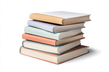 Stack of closed textbooks with colorful covers
