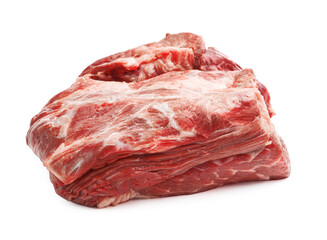 Piece of raw beef meat isolated on white