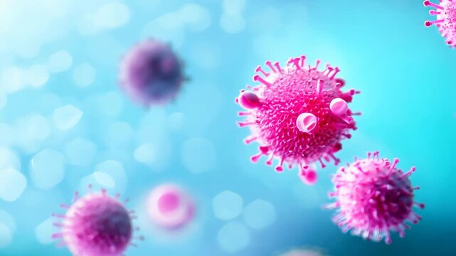 Colorful Microscopic Image of Virus Under Scientific Observation