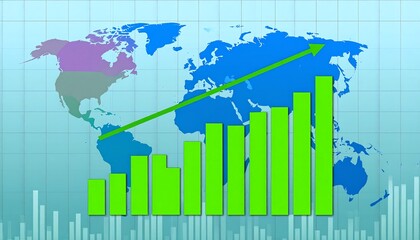 Global growth chart with rising graph