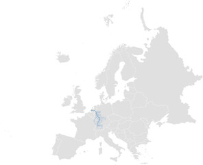 Rhine river system – rivers vector map of Europe highlighting main stem, primary and secondary tributaries (LAEA, scaled by river size, PPT-compatible, multi-layered & fully editable) © Terry