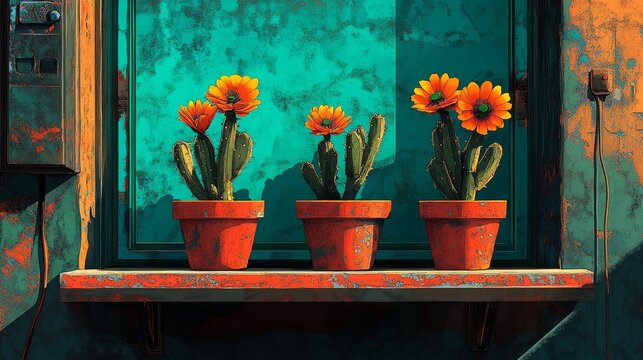 In a rustic setting, vibrant orange flowers and lush green foliage come alive