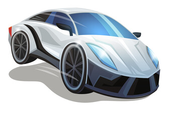 Cartoon street racing car vehicle on white background illustration for children