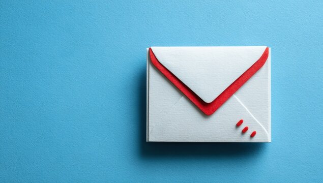 A white envelope in a red speech bubble on a blue background - Powered by Adobe