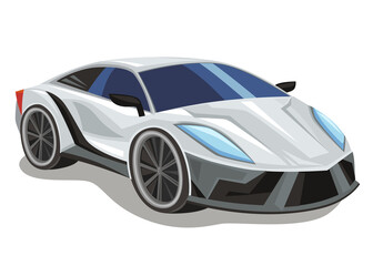 Cartoon street racing car vehicle on white background illustration for children
