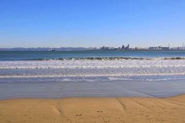 경북 포항 바다 풍경, 모래와 파도