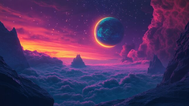 Magical Full Moon Rainbow Night Sky Captured in Celestial Landscape Photography