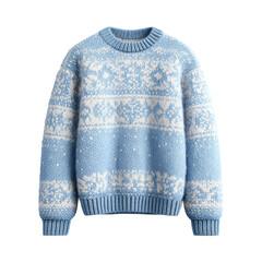 Crewneck wool sweater in soft texture with oversized fit isolated on transparent background.
